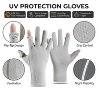 Gants unisexes d'extérieur fonctionnels avec bande réfléchissante, motif antidérapant, compatibles écran tactile 2 doigts ouverts, protection solaire UPF50+