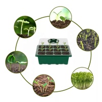 10 paquets de plateaux de semences de pépinière plateau de démarrage de semis humidité réglable Kit de démarrage de plante avec dôme et plateaux de culture de serre de Base