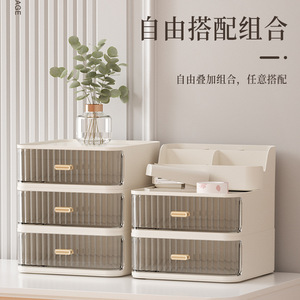 Desktop Storage Box Rectangle Office Organizer With Partitions Drawer Style Stationery Holder For Desk Bedroom Dorm Room - Product Image 3