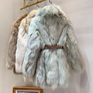 High Quality Winter Fox Fur Long Overoat Genuine Fox Fur Coats For Women