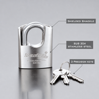 Cadenas de sécurité industriel Rarlux antivol à clé, en acier inoxydable, avec couvercle en forme d'arc et conception étanche