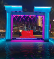 Mur d'eau numérique en acier inoxydable 304 avec graphismes musicaux dansants, cascade, contrôle PLC/DMX512, taille personnalisée, respectueux de l'environnement