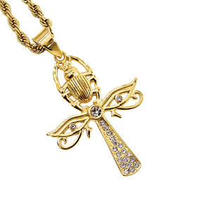 Fornitura Diretta di Scarabe Egiziani Antichi in Stile Classico Europeo e Americano, Croce in Acciaio Inox con Diamante - Product Image 2