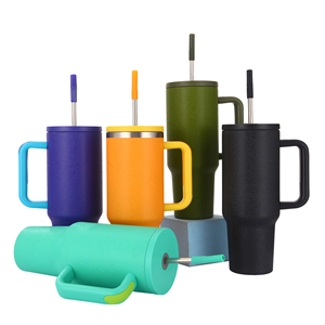 Recién llegado, <span class=keywords><strong>taza</strong></span> personalizada con aislamiento de acero inoxidable de doble pared, compre un vaso de 40oz con asa y pajita - Product Image 2