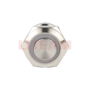 19mm Chất lượng cao kim loại cao Đầu chuyển đổi tạm thời spdt dpdt on_off kim loại push-nút chuyển đổi không thấm nước dẫn 220V IP65