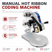 Machine de codage à chaud manuelle pour rubans, imprimante de date d'expiration et de numéro de lot pour l'impression de dates sur emballages alimentaires et sacs plastiques