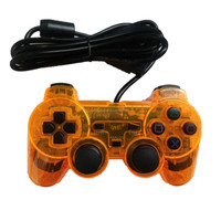 Manette de Jeu Filaire Transparente pour PS2, Joystick Manette Claire avec Moteur de Vibration Compatible PC