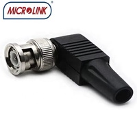 Connecteur BNC mâle coudé en laiton étanche de type vis avec capuchon de protection pour montage de caméra IP CCTV extérieure