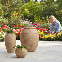 Pot à plantes en ciment avec trou de drainage - Design moderne écologique pour jardin et hôtel avec finition terre cuite