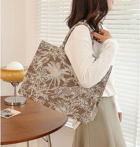 Custom <b>Large</b> Capacity Handbag <b>Canvas</b> Book Tote Flower Embroidery Retro Exquisite Doodle Fashion Shopping <b>Bag</b> for Women - Product Image 5