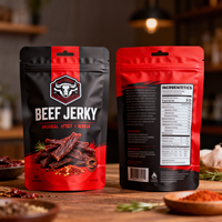 Bolsas Doypack Personalizadas con Cierre, Impresas Digitalmente en Negro y Naranja, de 150g, 250g y 300g, para Carne Seca de Cerdo y Res