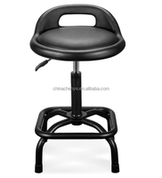 Tabouret roulant réglable en hauteur avec roulettes, pivotant à 360°, chaise rembourrée en cuir robuste, design pliable pour bureau, clinique, magasin