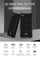 Mini projecteur de poche DLP portable P09-II avec Android 9, 1 Go de RAM, 8 Go de stockage, entrée 3D, résolution 4K, lampes LED/LCD, fonction de mise en miroir