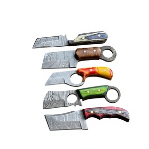 Cuchillo de Supervivencia y Caza de Hoja Fija Mini, Hecho a Mano, de Alta Calidad, con Acero de Damasco Industrial, Punta Caída, Mango de Resina OEM - Product Image 1