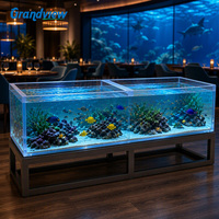 Aquarium rectangulaire en acrylique sur mesure, décoration murale pour restaurant, fabricant d'aquariums en acrylique