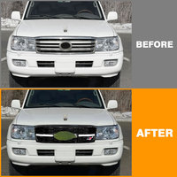 Grille de radiateur chromée pour voiture avec lampe, calandre centrale modifiée pour Toyota Land Cruiser LC100