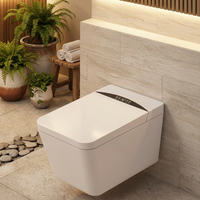 Cuvette de toilettes murale allongée en céramique pour hôtel avec siège chauffant, télécommande, séchage à l'air et évacuation en S