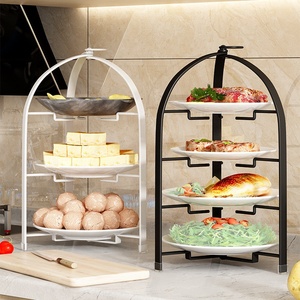 Ferro <span class=keywords><strong>da</strong></span> cucina supporto per <span class=keywords><strong>piatti</strong></span> 3 livelli vassoio preparazione pentola calda espositore per verdure pieghevole 4 livelli <span class=keywords><strong>porta</strong></span> <span class=keywords><strong>piatti</strong></span> - Product Image 3