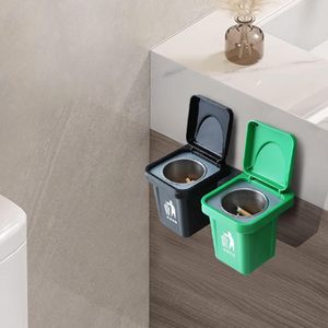 Poubelle créative avec cendrier intégré pour la maison, avec couvercle, murale, pour salon, toilettes et salle de bain, isolation pour éviter la dispersion de poussière - Product Image 4