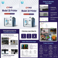 Imprimante 3D grand format CYM3, imprimante FDM haute vitesse, plateau chauffant, écran tactile pour affichage d'échantillons