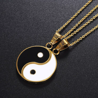 2PCS Yin Yang Tai Chi Gossip Colliers Couple Pendentifs Colliers Bijoux bijoux acier inoxydable femme