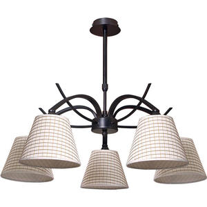 Lámpara de techo moderna GRANADA de 5 luces con base de acero inoxidable cromado E14 63cm Marron/Beige 24W para sala de estar IP44/IP65 - Product Image 1