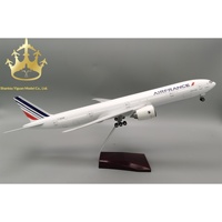 Modèle d'avion Boeing Air France en résine 47 cm avec lumières et roues, ornement d'avion statique réaliste, en boîte, durcissement à la chaleur, cadeau d'affaires
