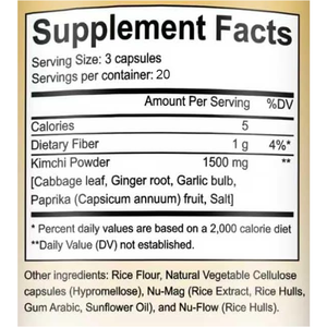 Capsule di Polvere di Kimchi Vegano HPMC 1500mg, Etichetta Privata OEM, Integratore Alimentare Premium Fermentato per il Supporto Digestivo e Intestinale - Product Image 2
