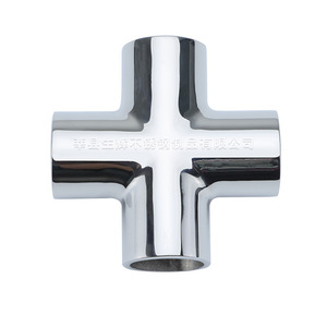 Cross Shaped 316 Stainless Steel Tubular Joint 22MM 25MM 30MM 32MM Mirror Polished Marine Hardware For <b>Yacht</b> Railing - Product Image 5