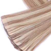 Extensiones de Cabello Reutilizables con Cinta Adhesiva, Cabello Humano Virgen Remy de Doble Trama, Embalaje de PU Impermeable, Marca Privada