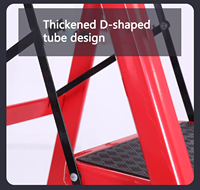 Escabeau rétractable en acier design moderne pour l'intérieur de la maison Tabouret d'escalier 3-6 marches Échelles télescopiques légères et pliantes rouges