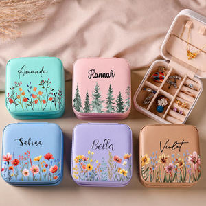 Kotak perhiasan portabel bunga ritsleting kustom grosir personalisasi kotak perjalanan untuk anak perempuan - Product Image 3