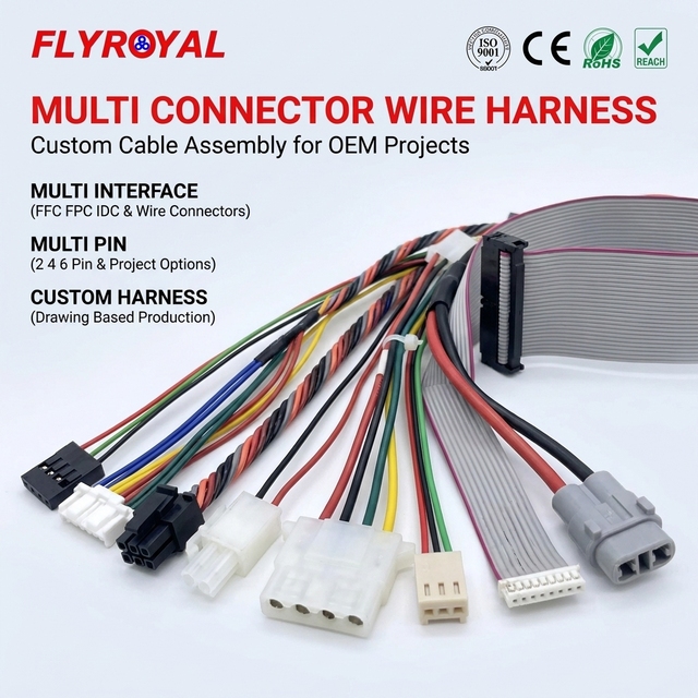 Custom Wholesale FFC FPC IDC Dupont 2 4 6 Pin Power Waterproof Wire Connector Wiring Harness Cable Assembly Manufacturer