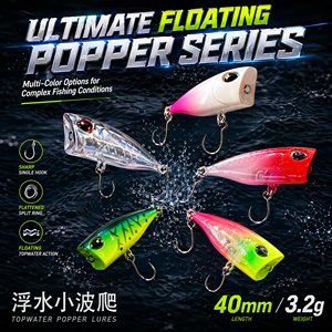 XIDIAOYU 1 ud. Señuelo de pesca Mini <span class=keywords><strong>Whopper</strong></span>, señuelos pequeños de 4 cm y 3.2 g, micro poppers, cebo artificial para pesca de lubina y trucha - Product Image 1