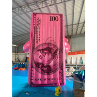 Modèle publicitaire gonflable personnalisé en forme de dollar rose pour extérieur, décoration en forme de dollar américain, modèle gonflable