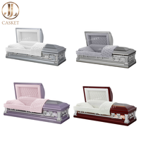 Cercueil en métal Cercueil en acier de calibre 18 Finition rose Velours rose Intérieur Fournitures funéraires de qualité supérieure