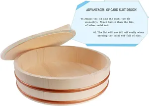 Tùy Chỉnh Lớn Vòng Bằng Gỗ Sushi Hộp Với Khắc Kỹ Thuật Nhật Bản Bát Gạo Phục Vụ Thực Phẩm <span class=keywords><strong>Container</strong></span> Với Nắp - Product Image 6