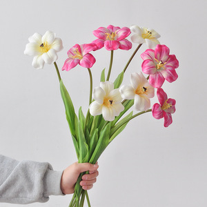 Ramo de Tulipanes Artificiales Yoshinobu, Pétalos Abiertos de Goma Suave, Decoración para el Hogar, Accesorios para Bodas - Product Image 3