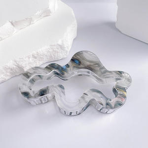 กิ๊บติดผมอะคริลิคขนาดใหญ่ลายหินอ่อนไล่เฉดสีแบบไม่สม่ำเสมอสไตล์ฝรั่งเศส - Product Image 2