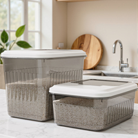 Conteneurs de rangement de cuisine en PP avec couvercle rabattable, bac à riz, boîte de rangement pour céréales, organisateur de rangement pour la maison et la cuisine