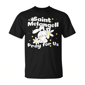 T-shirt Saint Melangell Rabbit noir unisexe à col rond avec impression numérique, cadeau religieux pour l'église - Product Image 2