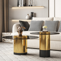 Table basse de salon nordique moderne, de luxe, en métal, verre, acier inoxydable, or, Table latérale