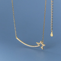 Accessoires pour femmes, pendentif pentagramme avec étoile tombante, collier en argent Sterling plaqué or 925 moderne