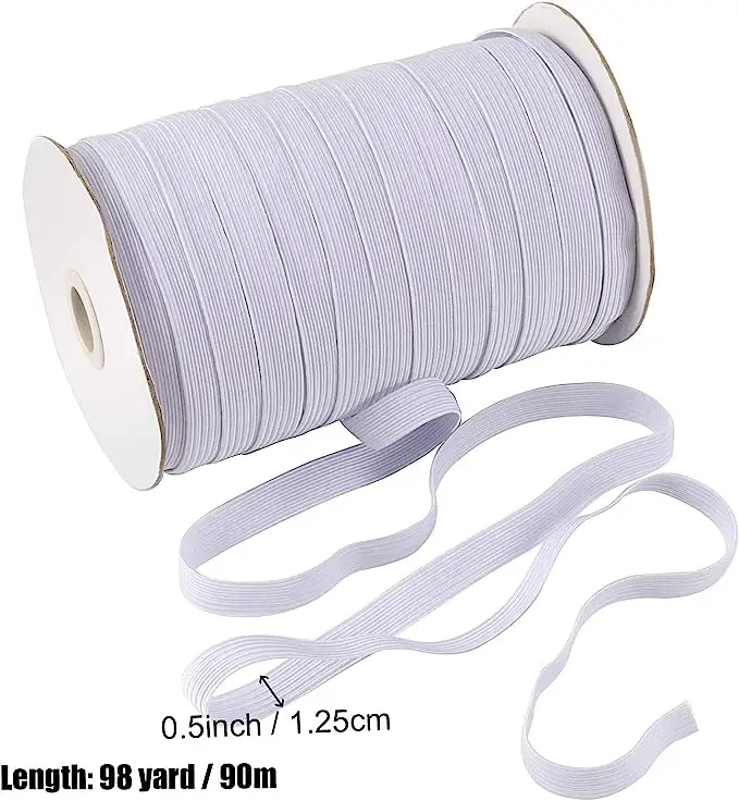 Flat Elastic Band, Braided Stretch Strap Cord Roll for Sewing and Crafting