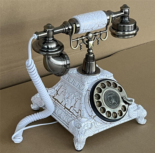Sachikoo White Type Retro Telephone Nostalgic Rotary Dial Telephone European Style Telephone