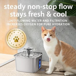 Fontaine à eau automatique pour chats et chiens, lauréate du <span class=keywords><strong>prix</strong></span> Veken Innovation, 108 oz/32 L, 3 filtres de remplacement, tapis en silicone (argent), 2,65 lb - Product Image 5