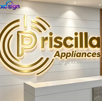 Enseigne publicitaire/de décoration murale en acier inoxydable avec logo personnalisé rétroéclairé 3D, prise transformateur LED, télécommande pour bâtiments