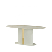 Table basse en pierre de travertin minimaliste blanche avec plateau résistant à la chaleur pour la décoration intérieure