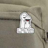 Épinglette en émail décorative en métal avec figurines de dessin animé enlacées, pour sac à dos, veste, sac, avec slogan tendance, accessoire de mode et ornement
