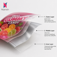 Rouleau de film imprimé sur mesure pour bonbons gélifiés, emballage coloré et lumineux pour snacks aux fruits, en rouleau, en vrac
